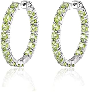 supermodel Multicolor Natural Gemstone Hoop Earrings for Women 925 Sterling Silver 4.0 mm Natural Citrine Amethyst Blue Topaz Peridot Earrings Jewelry