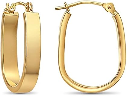 TILO JEWELRY 14k Yellow Gold Small Rectangular Tube U-Shape Hoop Earrings