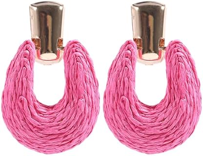 Handcrafted Zinc Raffia Hoop Earrings for Women, Boho Chic Loop Circle Design, Lightweight Summer Beach Accessory