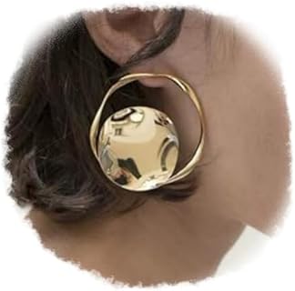 Doubnine Gold Statement Hoop Earrings Studs Metallic Minimalist Fashion Jewelry for Women