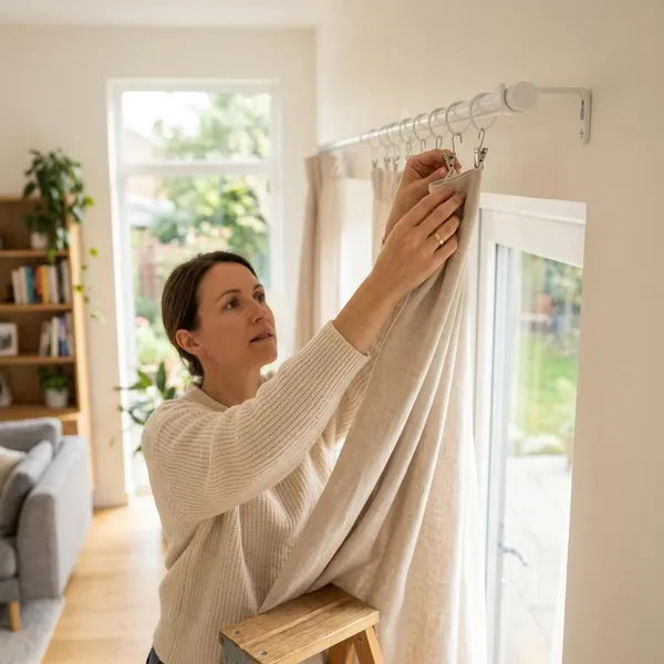 Secar y colocar las cortinas