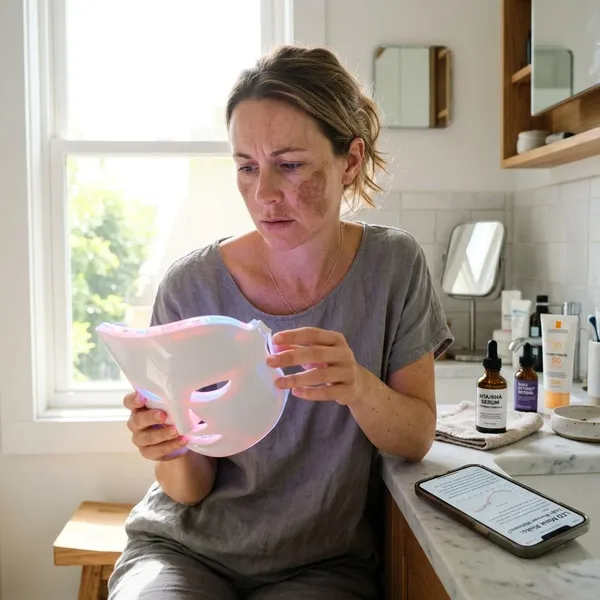 What could worsen melasma during LED use?